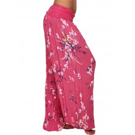 Casual Women Wide Leg Floral Print Trouser Pants