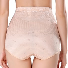 Mesh Hip Up Tummy Control Soft High Waist Jacquard Shaping Panties