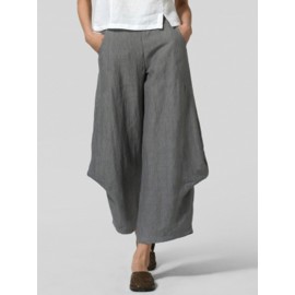 Women Casual Elastic Waist Loose Pants Wide Leg Trousers