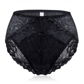 Plus Size Luxury Lace Floral Hollow Out Breathable Briefs