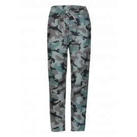 Women Camouflage Print High Elastic Waist Loose Loose Casual Pants