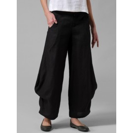 Women Casual Elastic Waist Loose Pants Wide Leg Trousers