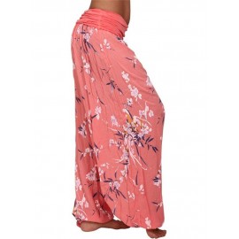 Casual Women Wide Leg Floral Print Trouser Pants