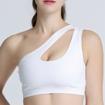 Single Shoulder Double Keyhole Gather Shockproof Yoga Sports Bra