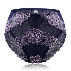 Plus Size Luxury Lace Floral Hollow Out Breathable Briefs