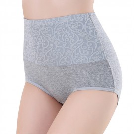 Plus Size Hip Up Waist Slim High Waist Jacquard Soft Cotton Briefs