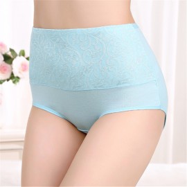 Plus Size Hip Up Waist Slim High Waist Jacquard Soft Cotton Briefs