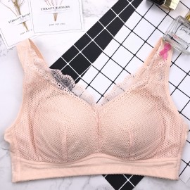 Mesh Lace Bowknot Removable Padded Breatnable Crop Bra