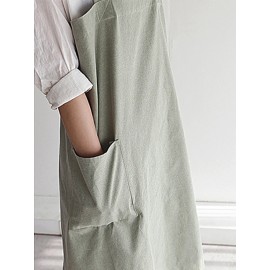 Vintage Japanese Cotton Linen Kitchen Aprons Dress with Pockets