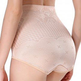 Mesh Hip Up Tummy Control Soft High Waist Jacquard Shaping Panties