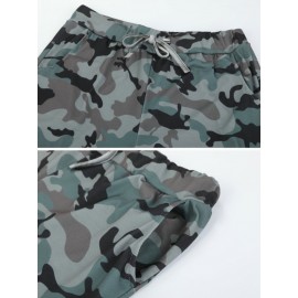 Women Camouflage Print High Elastic Waist Loose Loose Casual Pants