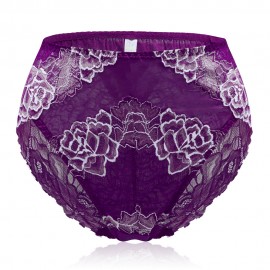 Plus Size Luxury Lace Floral Hollow Out Breathable Briefs