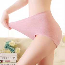 Plus Size Pure Color High Waist Seamless Modal Soft Hip Up Briefs