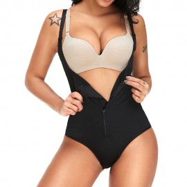 Seamless Firm Control Tummy Slim Hips Up Zipper Underbust Bodysuit