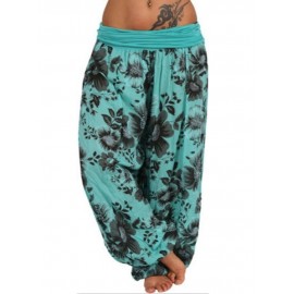 Women Floral Print Loose Casual Full Length Sport Pants