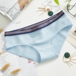 Stripe Splicing Seamless Cotton Low Waist Soft Breathable Briefs