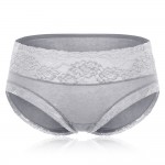 Lace Thread Jacquard Breatnable Mid Waist Soft Cotton Briefs