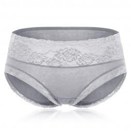 Lace Thread Jacquard Breatnable Mid Waist Soft Cotton Briefs