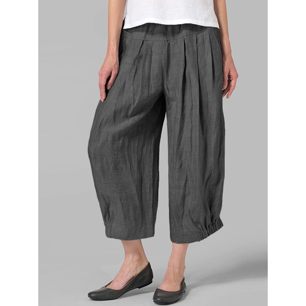 Women High Waist Loose Casual Wide Leg Pants Solid Color Trousers