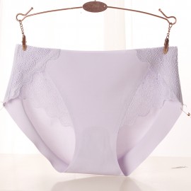 Lace Embroidery Silk Breathable Cotton Crotch Seamless Briefs