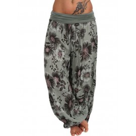 Women Floral Print Loose Casual Full Length Sport Pants