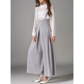 Women Sleeveless Straps Loose Casual Wide Leg Pants