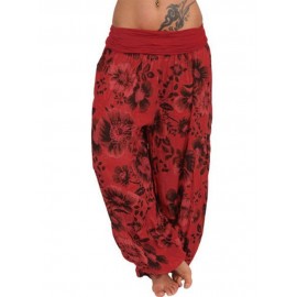 Women Floral Print Loose Casual Full Length Sport Pants