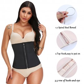 Double Fixed Plus Size Latex Waist Trainer With Zipper Shapewear