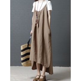 Women Casual Straps Loose Irregular Hem Dress