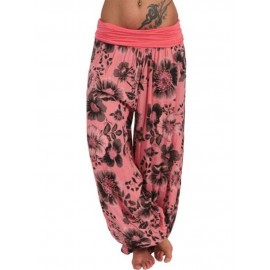 Women Floral Print Loose Casual Full Length Sport Pants