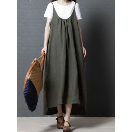 Women Casual Straps Loose Irregular Hem Dress