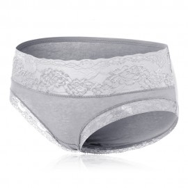 Lace Thread Jacquard Breatnable Mid Waist Soft Cotton Briefs