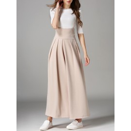 Women Sleeveless Straps Loose Casual Wide Leg Pants