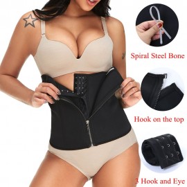 Neoprene Waist Trainer Front Zipper Hook Double Fixed Shapewear