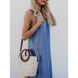 Plus Size Casual Straps Blue Wide Leg Overall Jumpsuit For Women