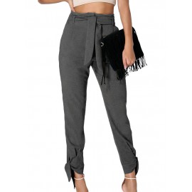 Women High Drawstring Waist Casual Long Pants