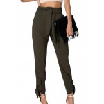 Women High Drawstring Waist Casual Long Pants